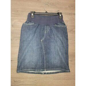Gap Maternity Jean Skirt Womens Size 0 Blue Pockets Elastic Waist Stretch y2k